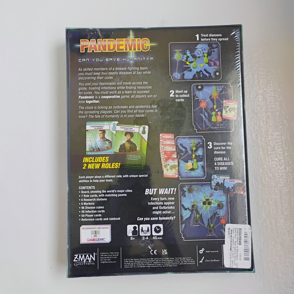 Pandemic Board Game Base Game Z-Man Games Cooperative Game for Adults and Family - Picture 2 of 3